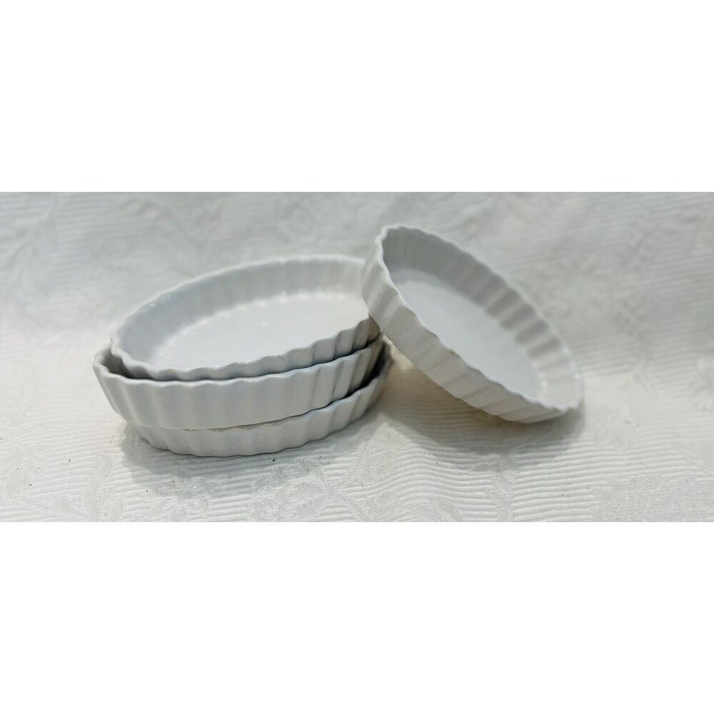 BonJour 4-oz Creme Brulee Ramekins Set of 4 Oval Shaped White - Picture 3 of 8